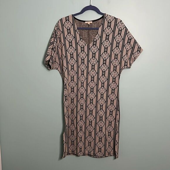 Bordeaux Patterned Oversized Midi Dress - Picture 1 of 7